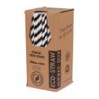 PAPER STRAW BLACK/WHITE STRIPED 205MM, AUSTRAW