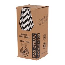 STRAW PAPER BLK/WHITE 205MM, 250PCS