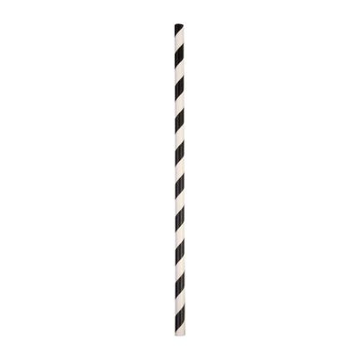 PAPER STRAW BLACK/WHITE STRIPED 205MM, AUSTRAW