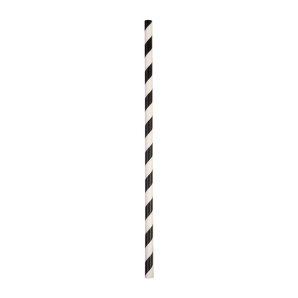 STRAW PAPER BLK/WHITE 200MM, 2500CTN