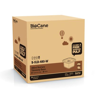 BASE SQUARE 480ML WHITE, BIOPAK