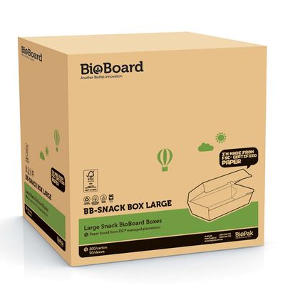 SNACK BOX LARGE BROWN, BIOPAK