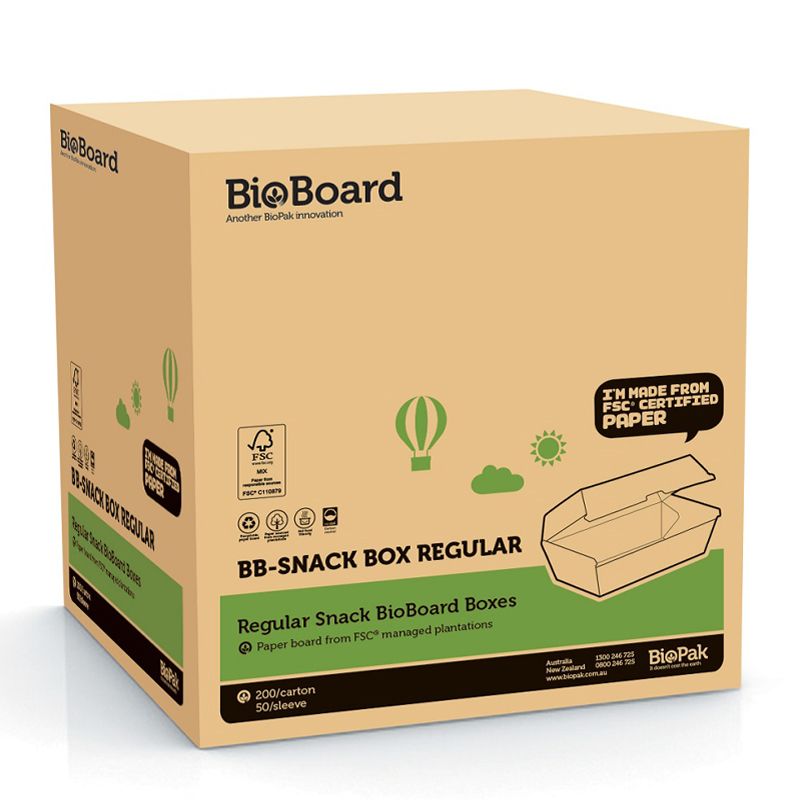 SNACK BOX BROWN REG, BIOBOARD 200CTN