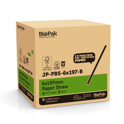 STRAW PAPER BLACK, BIOPAK 2500CTN