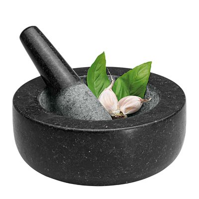 MORTAR & PESTLE 20CM LOW PROF BLK,AVANTI