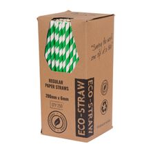 STRAW PAPER GREEN/WHITE 205MM, 250PCE