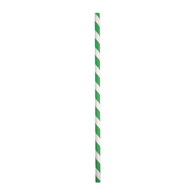 PAPER STRAW GREEN/WHITE STRIPED 205MM, AUSTRAW