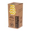 PAPER STRAW YELLOW/WHITE STRIPED 205MM, AUSTRAW