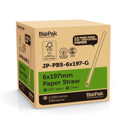 STRAW PAPER GREEN, BIOPAK 2500CTN