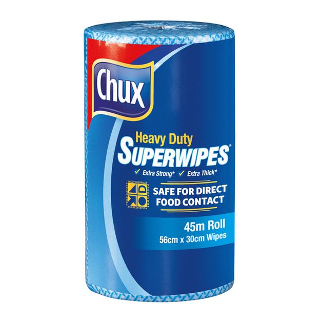 Shop CHUX SUPERWIPES H/D BLUE 30CMX45M - Chef’s Hat
