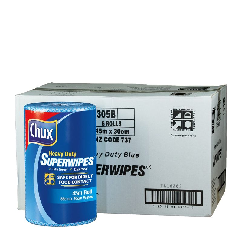 CHUX SUPERWIPES H/D BLUE 30CMX45M 6 CTN