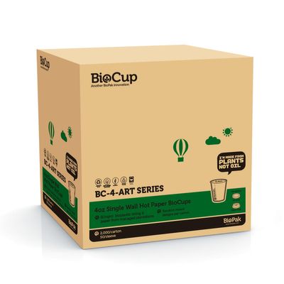 CUP SINGLE WALL 4OZ ART SERIES, BIOPAK