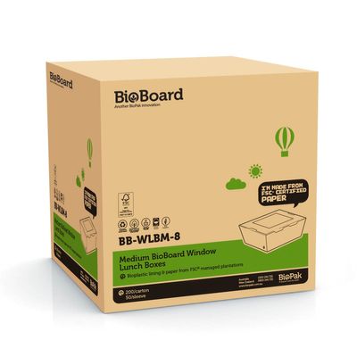 LUNCH BOX MED W/WINDOW BIOBOARD, 200CTN