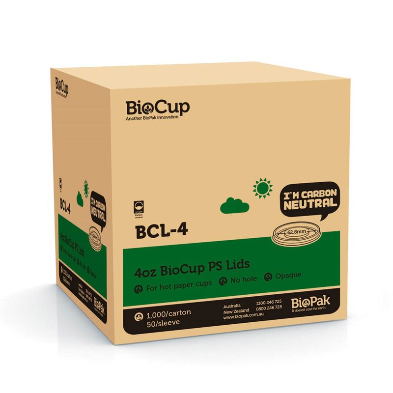 LID FOR 4OZ CUP PLASTIC, BIOPAK 1000CTN