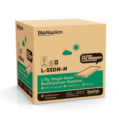 NAPKIN SINGLE SAVER 1PLY BRN, 6000CT BIO