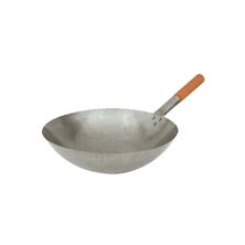 WOK 300MM IRON W/WOODEN HANDLE