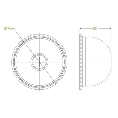 LID DOME 60-250ML CLR X-SLOT 50PCE