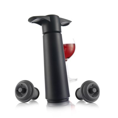WINE SAVE PUMP BLK W/2 STOPPERS, VACUVIN