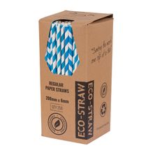 STRAW PAPER BLUE/WHITE 200MM, 250PCES