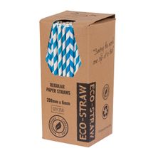 STRAW PAPER BLUE/WHITE 205MM, 250PCES