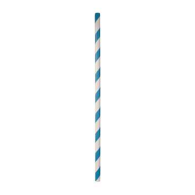 PAPER STRAW BLUE/WHITE STRIPED 205MM, AUSTRAW