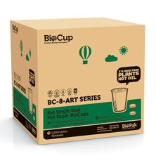 CUP ART 8OZ SINGLE WALL, BIOPAK 1000CTN