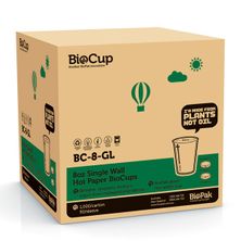 CUP WHT 8OZ SINGLE WALL, BIOPAK 1000CTN