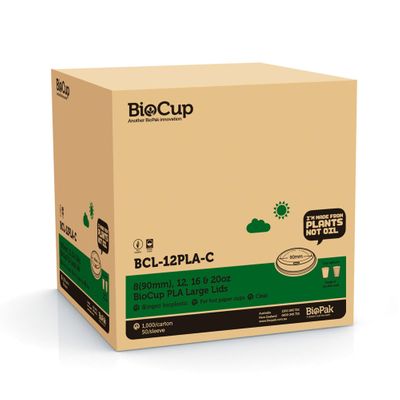 LID PLA 12OZ (90MM), BIOPAK 1000CTN