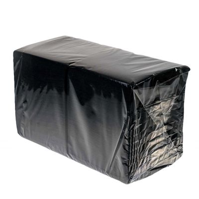 COCKTAIL NAPKIN QUILTED BLACK 1/4  FOLD