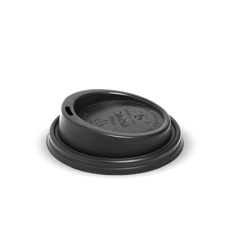 LID PLA 8OZ (80MM) BLACK, BIOPAK 1000CTN