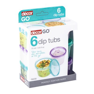 SNACK TUBS ASST 75ML SET 6, DECOR GO DIP