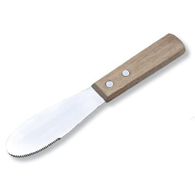 SPREADER BUTTER W/WOOD HANDLE S/ST