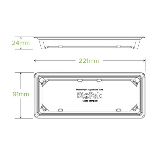 SUSHI TRAY BASE BRWN 220X90MM, 100PK