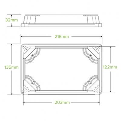 LID FOR SUSHI TRAY CLEAR PLA, 50PCE