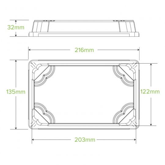 LID FOR SUSHI TRAY CLEAR PLA, 50PCE