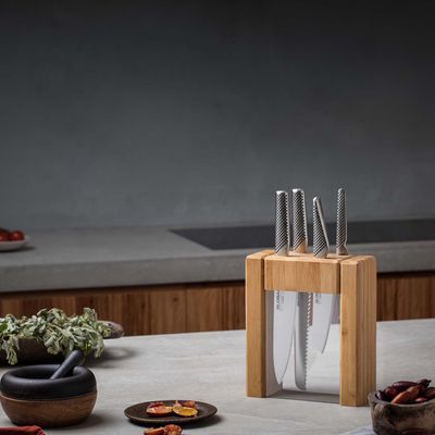 KNIFE BLOCK 5PCE IKASU, GLOBAL