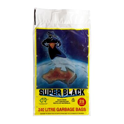 GARBAGE BAG 240L SUPER BLACK 25PKT