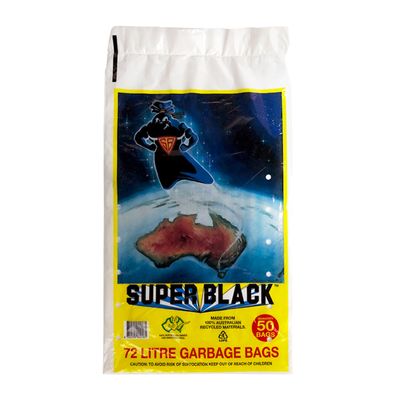 GARBAGE BAGS 72L, SUPER BLACK