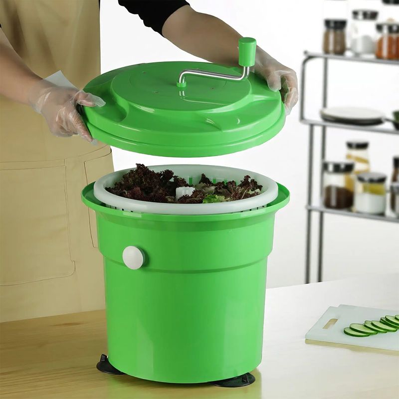 SALAD SPINNER GREEN W/SIDE BRAKE 25L