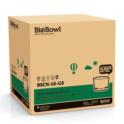 BOWL PAPER HOT BROWN 16OZ, BIOPAK