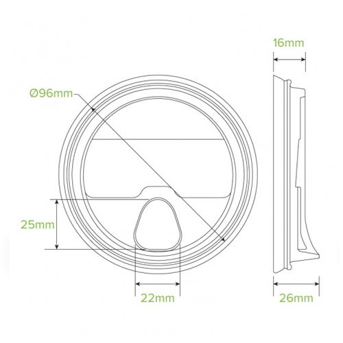 LID 300-700ML CLEAR SIPPER, BIOPAK 100PC