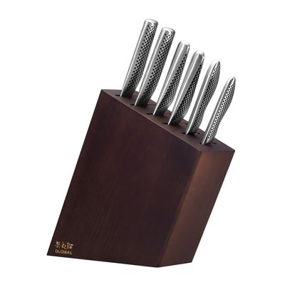 KNIFE BLOCK ASH 7PCE KYOTO, GLOBAL