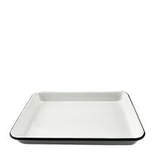 TRAY RECT WHT W/BLK RIM ENAMEL 28X22X3