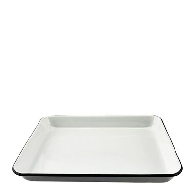 Falcon - Square Bake Tray - White with Blue Rim