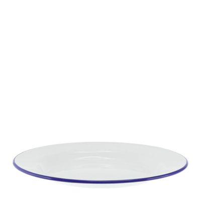 PLATE WHT/BLUE RIM 26CM ENAMEL, FALCON Falcon Enamelware