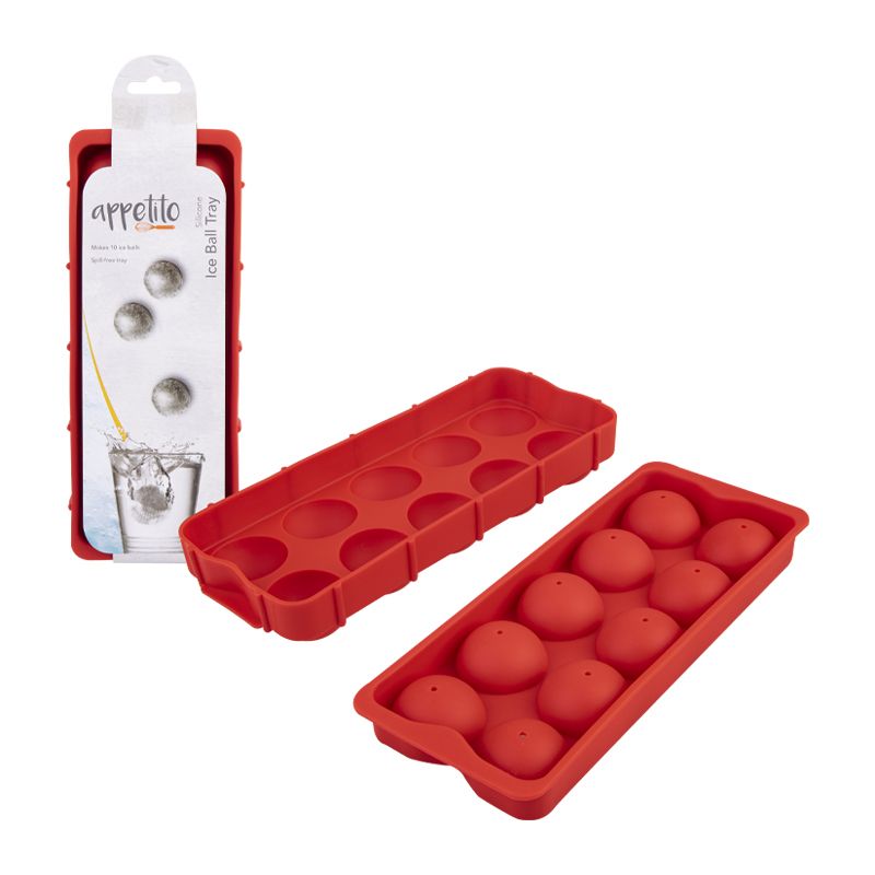 ICE CUBE TRAY BALL RED SILICONE, DLINE