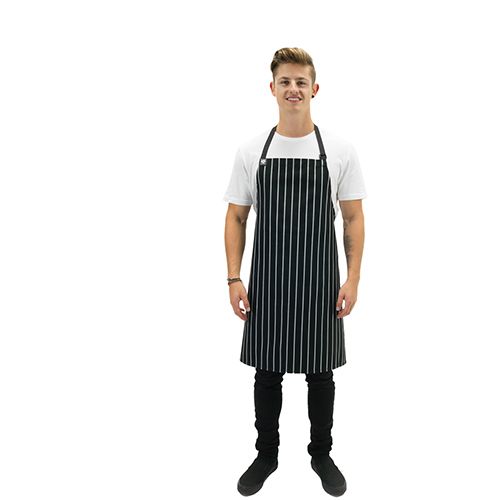 APRON BIB P/STRIPE BLK/WHT AUSSIE