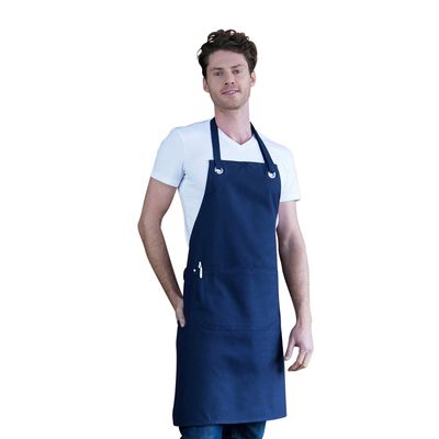 APRON BIB CANVAS NAVY, CAFE SERIES