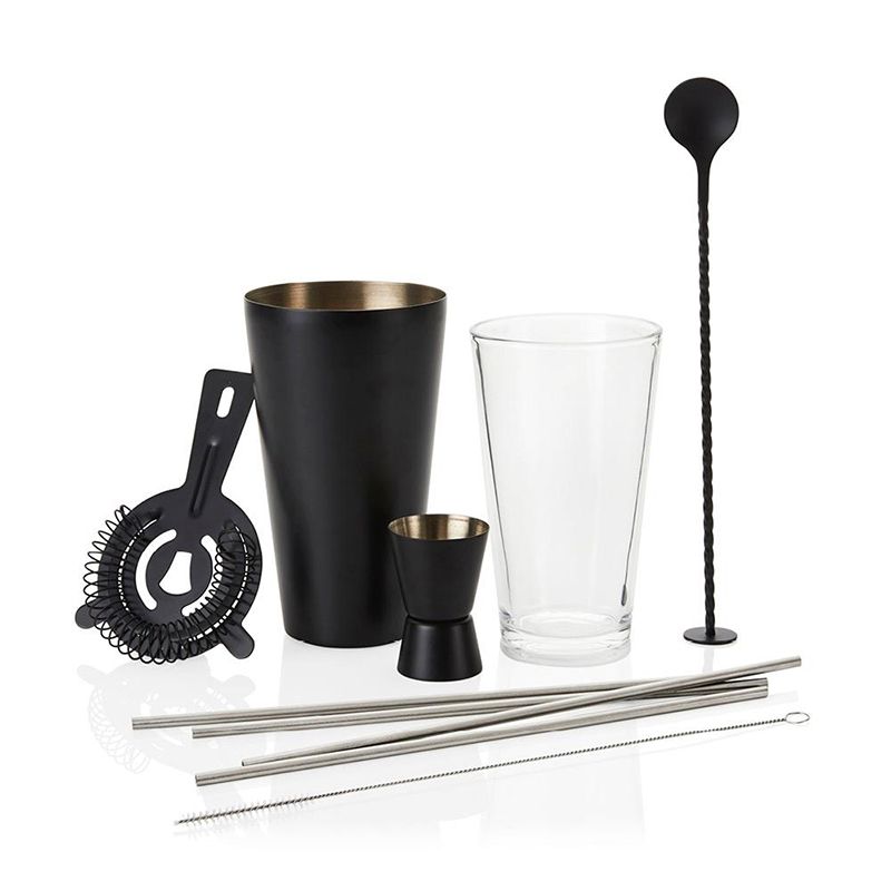 COCKTAIL SET MATTE BLACK 10PCE, S/ROGERS