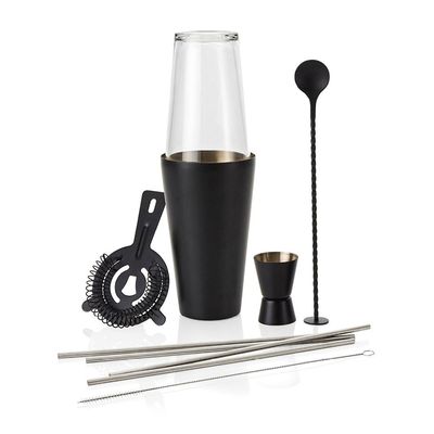 COCKTAIL SET MATTE BLACK 10PCE, S/ROGERS